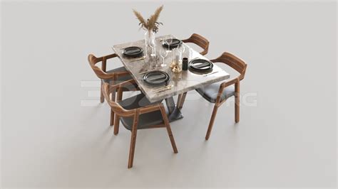 4966. Free 3D Dining Table And Chair Model Download