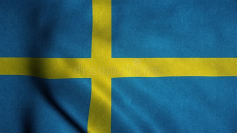 Swedish Flag. Flag of Sweden Waving at Wind, Seamless Loop. Sweden ...