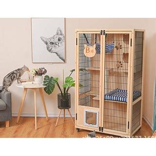 N1-B Waterproof luxurious solid wood waterproof cat cage, indoor super large free space pet ...