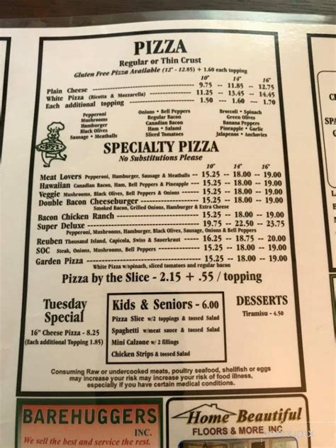 Menu of Ye Olde Sub & Pizza Pub in Dunnellon, FL 34432