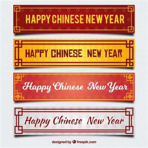 Free Vector | Pack of four chinese new year banners with different colors