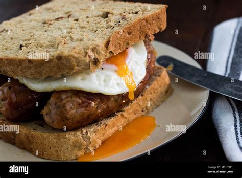 Sausage & Egg Sandwich Stock Photo - Alamy