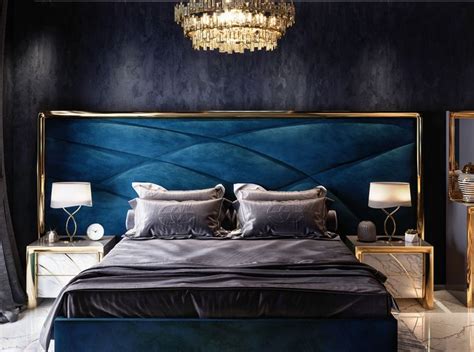 Gorgeous black and teal bedroom decor with teal velvet extended ...