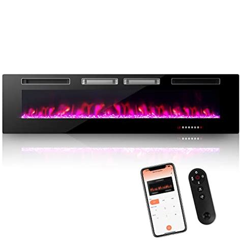 GOFLAME 72 Inch Electric Fireplace, Recessed & Wall-Mounted Fireplace Heater with Touch Panel ...