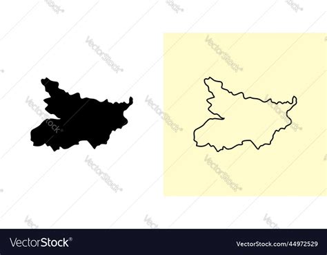 Bihar map india asia filled and outline Royalty Free Vector