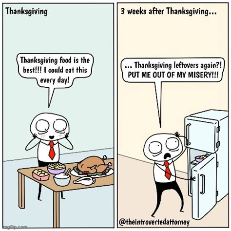 Image tagged in memes,comics/cartoons,thanksgiving day,food,leftovers ...