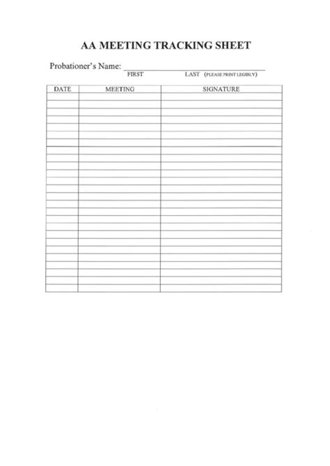 Aa Attendance Sheet Printable - Printable Word Searches