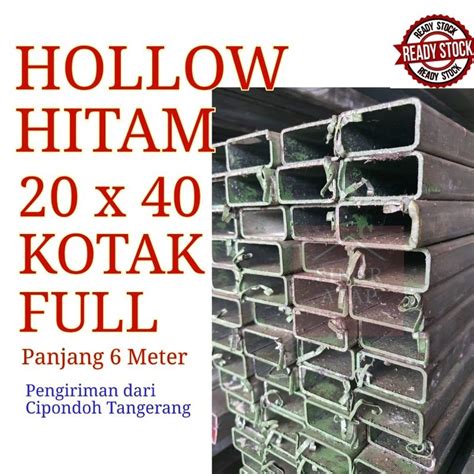 Jual Besi Hollow Hitam Ukuran 20x40 Kotak Full Tebal 1,7mm Panjang 6 Meter | Shopee Indonesia