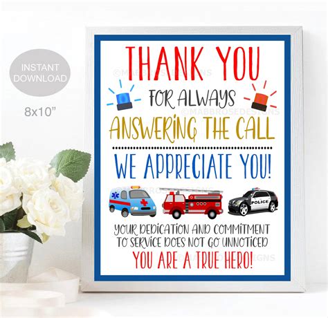 First Responders Appreciation Sign | TidyLady Printables