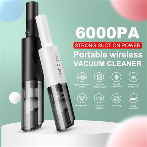 6000Pa Handheld Vacuum Cordless, Mini Portable Powerful Vacuum Cleaner, Rechargeable Small Wet ...