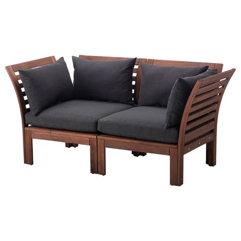 ÄPPLARÖ 2-seat modular sofa, outdoor, brown brown stained, black Hållö black - IKEA | Modular ...