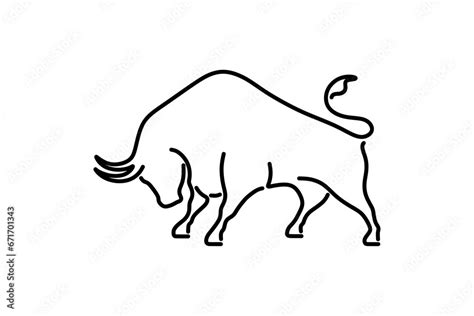 bull logo outline style (black on transparent background) revision ...