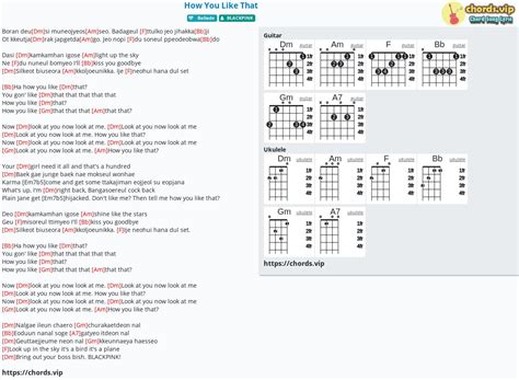 Chord: How You Like That - tab, song lyric, sheet, guitar, ukulele ...