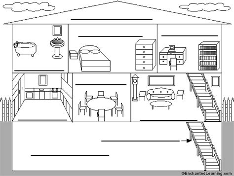 Label the Rooms of a House in Italian Printout - EnchantedLearning.com