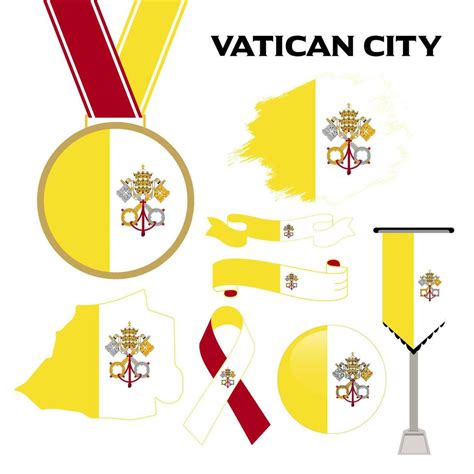 Elements Collection With The Flag of Vatican City Design Template ...