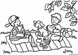 Picnic Children Nature Summer Coloring Page » Turkau sketch template