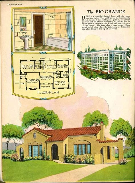 Spanish Colonial Revival House Plans Square Kitchen Layout | spanish ...