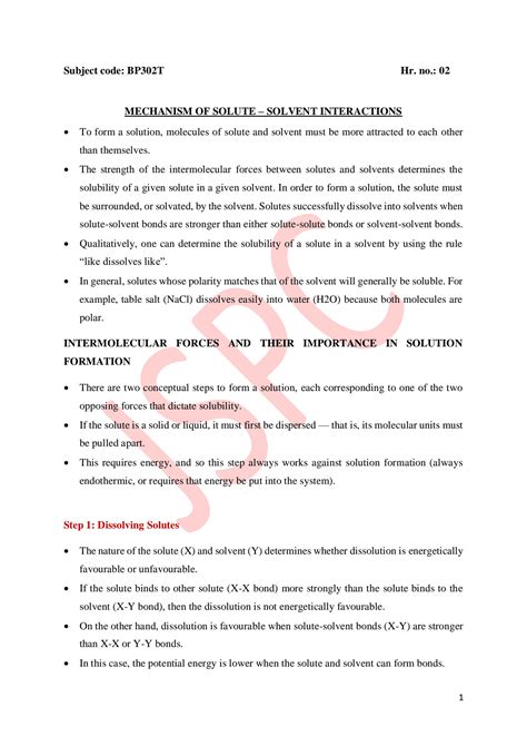 SOLUTION: Mechanism of solute solvent interaction - Studypool