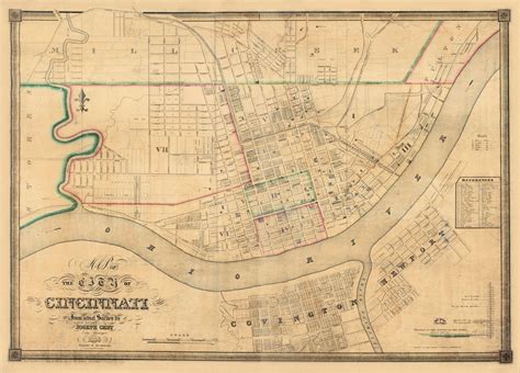 Vintage Map - Cincinnati, Ohio 1838. $30.00, via Etsy. | Old map, Wall maps, Cincinnati map