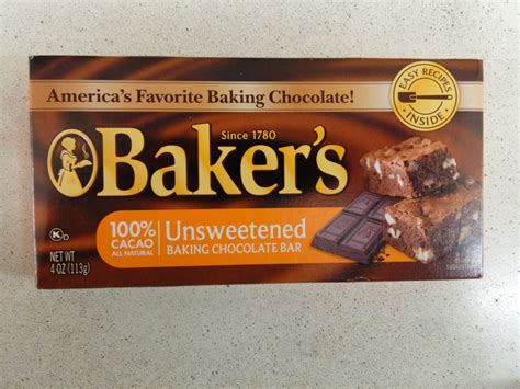 Baker's Unsweetened Baking Chocolate Bar, 4 Oz (pack of 6/12)