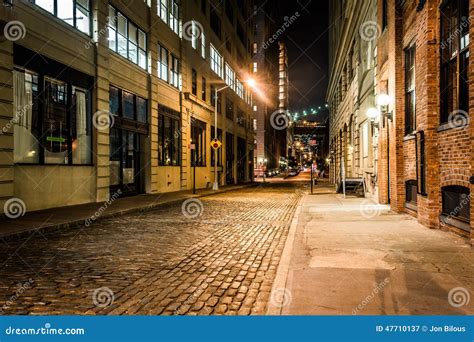 An Alley at Night, in Brooklyn, New York. Editorial Photography - Image of perspective ...