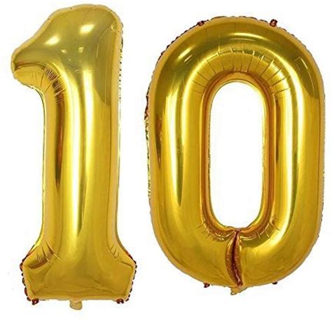 Flipkart.com | Tiank Innovation Solid 10 Number Gold Foil Balloon for ...