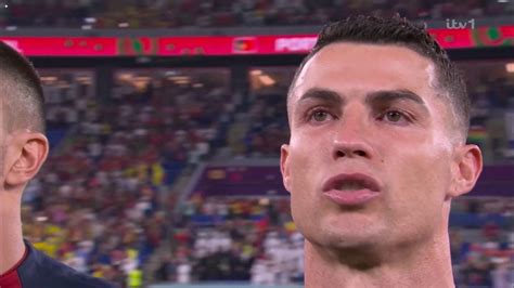 Cristiano Ronaldo in tears as he sings Portuguese national anthem in ...