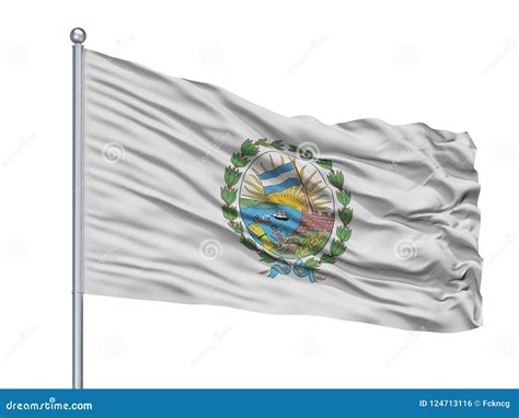 Rosario City Flag on Flagpole, Argentina, Isolated on White Background Stock Illustration ...