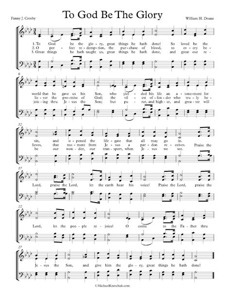 Worship Lead Sheets: To God Be The Glory - Crosby/Doane