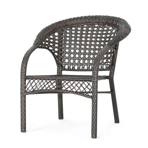 Bradley Outdoor 3 Piece Multi-Brown Wicker Chat Set with Stacking Chai – GDFStudio
