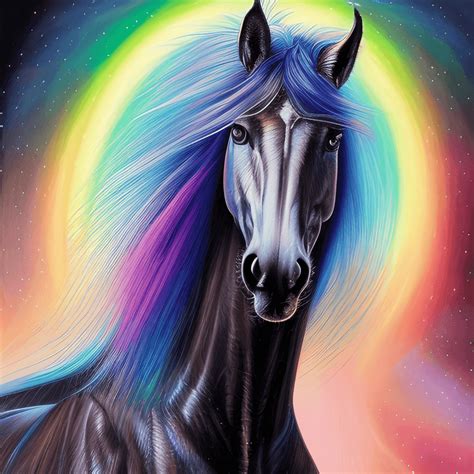 Hyper Realistic Rainbow Horse Portrait · Creative Fabrica