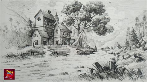 Shading Landscape Drawing at PaintingValley.com | Explore collection of ...