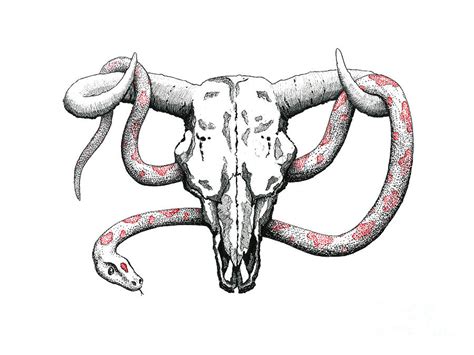 Bull Skull And Snake Digital Art by Alex Gogoliev - Fine Art America