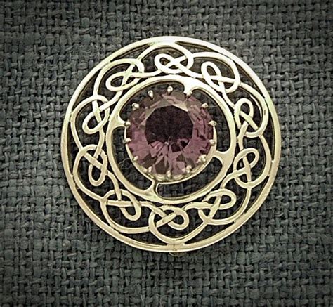 CELTIC SILVER BROOCH WITH AMETHYST | Isle of Mull Silver and Goldsmith