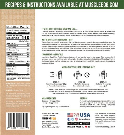 Muscle Egg Nutrition Label - 1stadenium