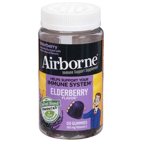 Airborne Immune Support Supplement, 180 mg, Gummies, Elderberry Flavor ...