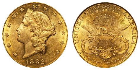 1882 CC Coronet Head Gold $20 Double Eagle Liberty Head - Twenty Dollars Coin Value Prices ...