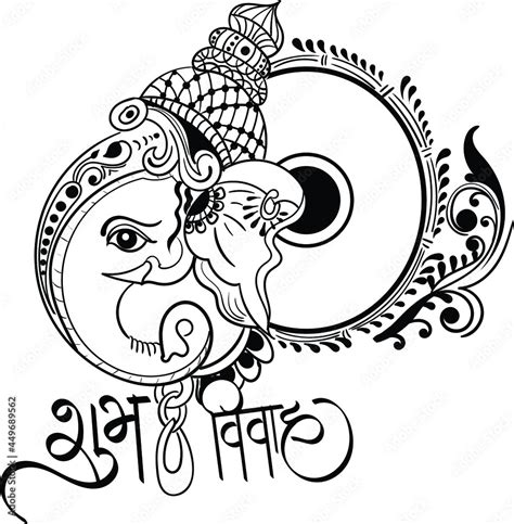 Indian wedding clip art of Lord Ganpati or Ganesha with creative style ...