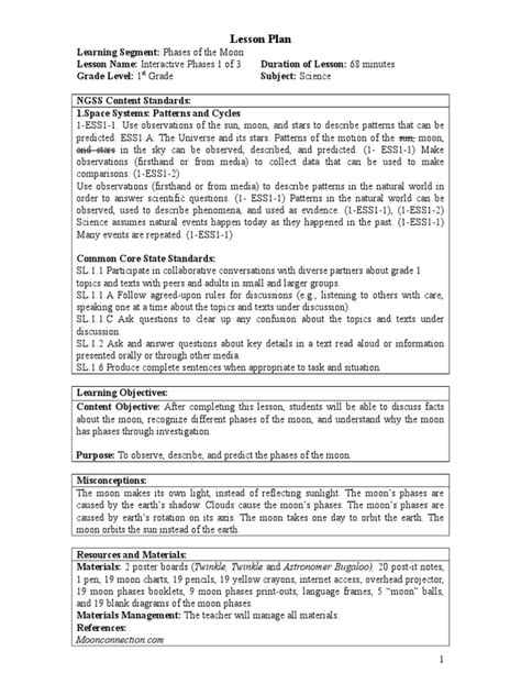 1st Grade Science Lesson Plans | Moon | Astronomy