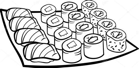 Sushi almoço desenho animado para colorir página — Vetor de Stock © izakowski #54982071