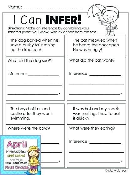 Making Inference Worksheet 4th Grade