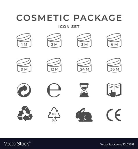 Set icons cosmetic package Royalty Free Vector Image