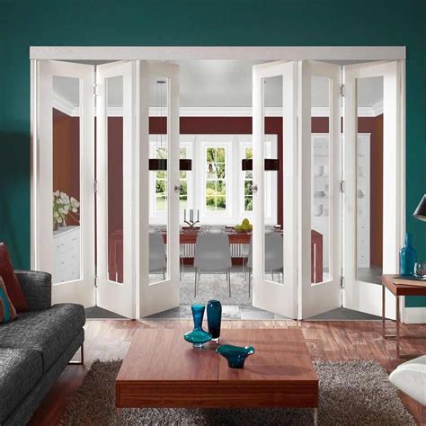 Six Folding Doors & Frame Kit - Pattern 10 3+3 - Clear Glass - White Primed | Internal glass ...