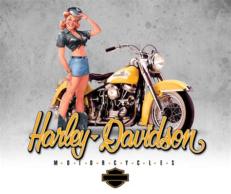 Harley Davidson Pin Up Girls Wallpaper