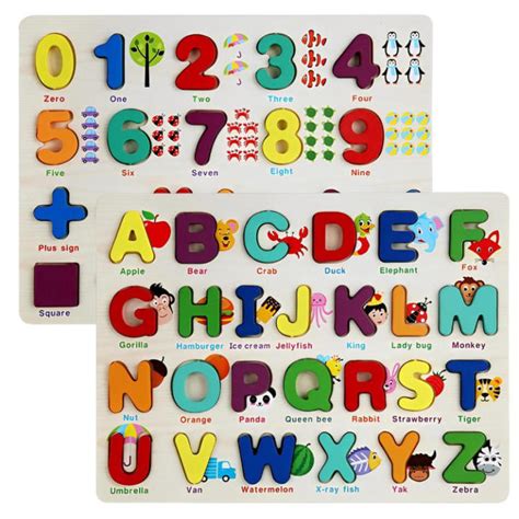 Wooden Alphabet Puzzle Wooden Alphabet Number Shape Learning Puzzle ...