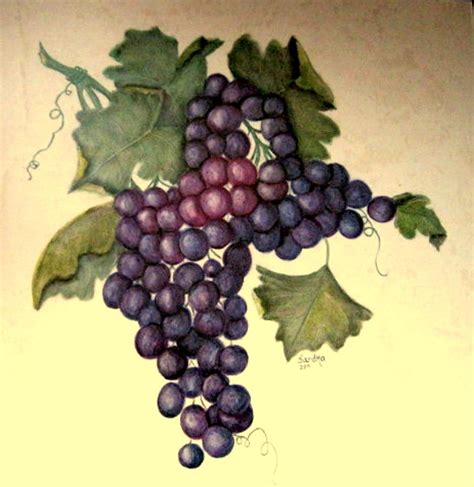 Purple And Blue Grapes Painting by Sandra Maddox