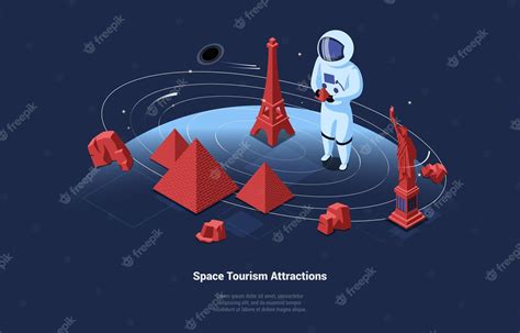 Premium Vector | 3d illustration in cartoon style of space tourism attractions