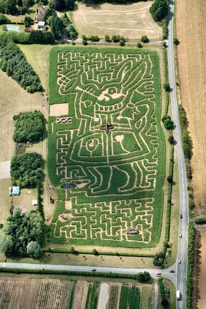 Aerial photography of the new Millets Farm Centre maize maze.