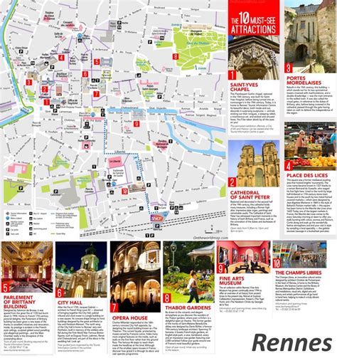 Rennes Tourist Attractions Map - Ontheworldmap.com