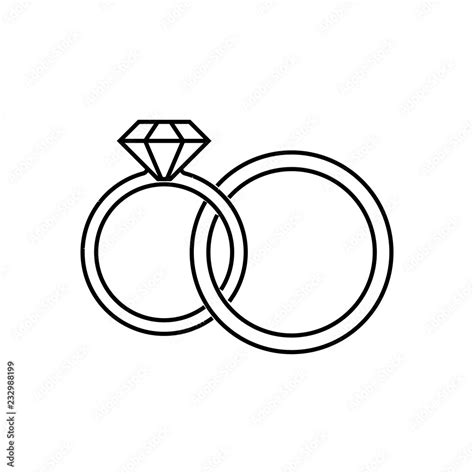 Wedding rings linear icon. Thin line illustration. Interlocked wedding ...